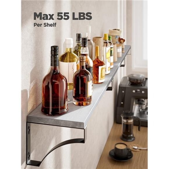 Floating Shelves Set of 3 with Heavy Duty Metal Frame, Hold up to 55lbs, Rustic - Picture 4 of 5
